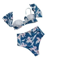 Plus veličine kupaći kostim za žene visoki struk cijev za kupaće kostime gornji cvjetni print bikini setovi ruffle