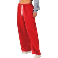 Strungten ženske joga hlače udobne hlače za crtanje labave ravne hlače s džepovima solidne boje znojnih hlača