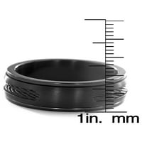 Obalni nakit Crni obloženi nehrđajući čelik dvostruki kabel prsten