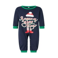 Obiteljski Božićni pidžama setovi, vrhovi s dugim rukavima s printom slova + prugaste hlače, Komplet odjeće za