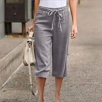 Ženske široke hlače visokog struka, elastične hlače s vezicama, udobne ravne modne duge hlače s džepovima