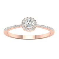 10k dijamantni ovalni zaručnički prsten od ružičastog zlata od 10k