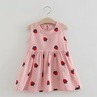 Ljetne haljine modna haljina bez rukava za djevojčice i malu djecu ležerna haljina s printom ružičasta 120