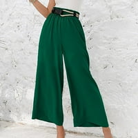 AMLBB Žene ležerne hlače s visokim strukom dugih nogu čvrste lanene hlače noge labave elastične pantalone struka