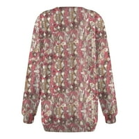 Ležerne kapuljače ženske Ležerne cvjetne majice s okruglim vratom, široka dukserica dugih rukava, dukserice u