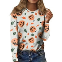 + / Ženski casual modni pulover s okruglim vratom s dugim rukavima s printom za Noć vještica bluza Top