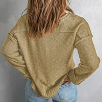 Džemperi za žene u donjem dijelu leđa, ležerni ženski pleteni pulover s izrezom u obliku slova A, majice s dugim