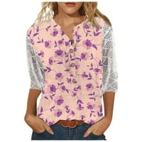 Košulje i rukavi U obliku slova u, ležerna bluza s printom od čipke, široke radne tunike, majice