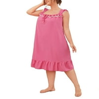 Slatka slip haljina s printom srca Bez rukava u jarko ružičastoj boji, spavaćice i košulje za spavanje plus veličine