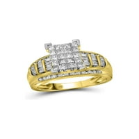 14k nakit od žutog zlata, ženski dijamantni prsten princeza, vjenčani prsten za mladence 2. Broj - Veličina 6
