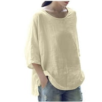 Ženske košulje, jednobojna bluza s rukavima od pamuka i lana, Gornja majica, ljetna široka ležerna košulja za