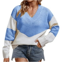 Ženski džemperi u boji, pleteni pulover s dugim rukavima i širokim krojem u obliku slova u, Mekani i rastezljivi