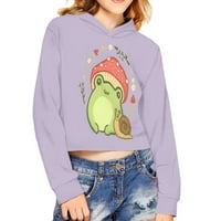Ljubičasti crop topovi za Tinejdžerke 9-modna majica s kapuljačom od gljiva žaba dječja sportska odjeća za teretanu