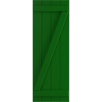 Ekena Millwork 1 2 W 61 H TRUE FIT PVC Four Board Pridružena ploča-n-batten kapke W Z-Bar, Viridian Green