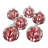 Belham Living Glass Globe božićno drvce ukrasi u crvenoj i bistroj, grof