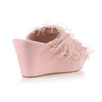 Fuzzy platforme ženske sandale s petom u ružičastoj boji