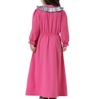Honeeladyy muslimanska dugačka haljina srednje velike djevojke dugi rukavi V haljine za haljine za djevojčice