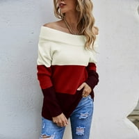 Ženski casual puloveri s ramena u tonu, puloveri, pletene tunike-vrhovi