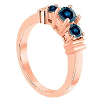 0. karata Tri kamena plava daimond enageracijski prsten izrađeni ček 14K Čvrsto ružino zlato