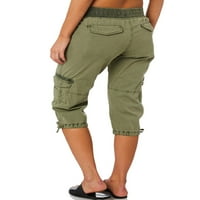 Ženske ljetne radne odjeće Hlače džepovi dužine teleta elastični struk Bermuda teretni hlače