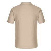 Muške košulje za čišćenje kratkih rukava muški trendovski odmor Čvrsta boja pamučna lane dvostruka džepna košulja