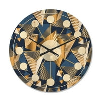DesignArt 'plave i zlatne kocke' moderni zidni sat iz sredine stoljeća