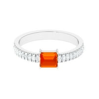 Zaručnički prsten s minimalističkim narančastim safirom i dijamantima sa strane, 14k bijelo zlato, 7,50 USD