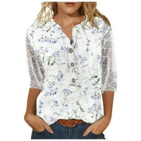 Košulje s rukavima u obliku rukava, ležerna bluza s printom čipke, labava radna tunika, vrhovi