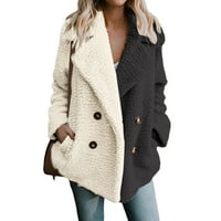 Ženski zimski mekani vuneni kaput s otvorenim prednjim dijelom i džepovima, gornja odjeća, ženske donje jakne,