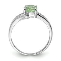 Dijamantni prsten od rodija i zelenog kvarca od srebra 9447