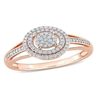 Miabella Ženska karat T.W. Dijamant 14KT ružičasto zlato dvostruki halo podijeljeni prsten