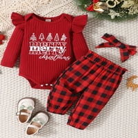 WSERY Djevojke Christm odjeća Set mjeseci novorođenčad novorođenčad Odjeća je odjeća s dugim rukavima Merry Christm