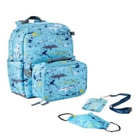 Wonder Nation Shark Attack Boys 'Blue 17 ruksak s toteom za ručak s 4 komada seta