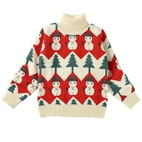 Zimske jakne za djevojčice, džemperi sa slatkim crtanim printom, puloveri, bluze, vrhovi, Božićna gornja odjeća
