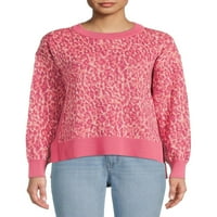 Ženski pulover s uzorkom dugih rukava s uzorkom, lagan, veličine donjeg dijela leđa