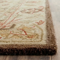 Tradicionalni vuneni tepih od cvijeća, Bež, Okrugli 6' 6'