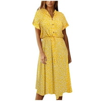 Gdfun haljine za ženske polka točkice print tuniku s strukom midi haljina ljeto ležerna haljina kratkih rukava