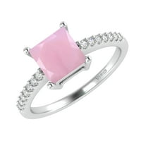 Sterling Silver s prirodnim ružičastim i bijelim zaručničkim prstenom Topaz