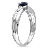 Ženski prsten od plavog safira i dijamanta u obliku srca od srebra
