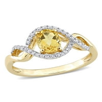 Carat T.G.W. Citrin i Carat T.W. Dijamant 10kt žutog zlata Halo Infinity prsten