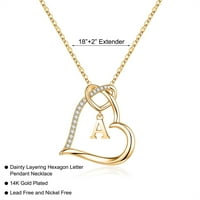 Ogrlice za srce za žene djevojke 14K Zlato pozlaćeno srce Početne ogrlice Slabo pismo Početna privjesna ogrlica