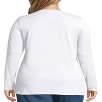 Ženska majica s izrezom u obliku slova U i dugim rukavima Plus Size od