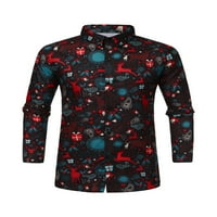 Paille muški božićni vrhovi gumb Down bluza dugih rukava tunika majica vitka fit festival božićne košulje crni