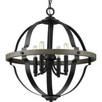 Kolekcija od četiri svjetla mat crna viseća svjetiljka od starog hrasta u stilu seoske kuće