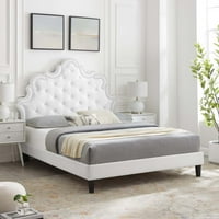 Bračni krevet od baršuna s hrpom na kopčanje u bijeloj boji