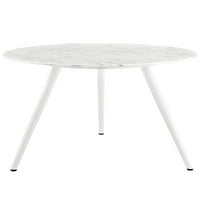 Okrugli stol za blagovanje od kultiviranog mramora od 54 s bazom Stativa u bijeloj boji