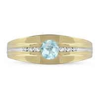 Imperijalni dragulj 10K bijelo zlato ovalno rezanje aquamarine 1 6CT TW dijamantni muški prsten