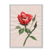 DesignArt 'Drevni cvijet crvene ruže II' Tradicionalno uokvireno platno zidne umjetničke tiska