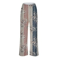 Ženske boemske hlače s cvjetnim printom elastični pojas s džepovima lagane Ležerne hlače za plažu pidžama Duge
