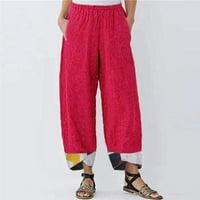 Modne ženske ljetne Ležerne široke pamučne i lanene hlače s džepnim printom hlače za žene
